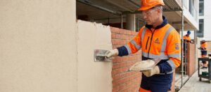 aplicación de mortero monocapa sobre tabique de ladrillo